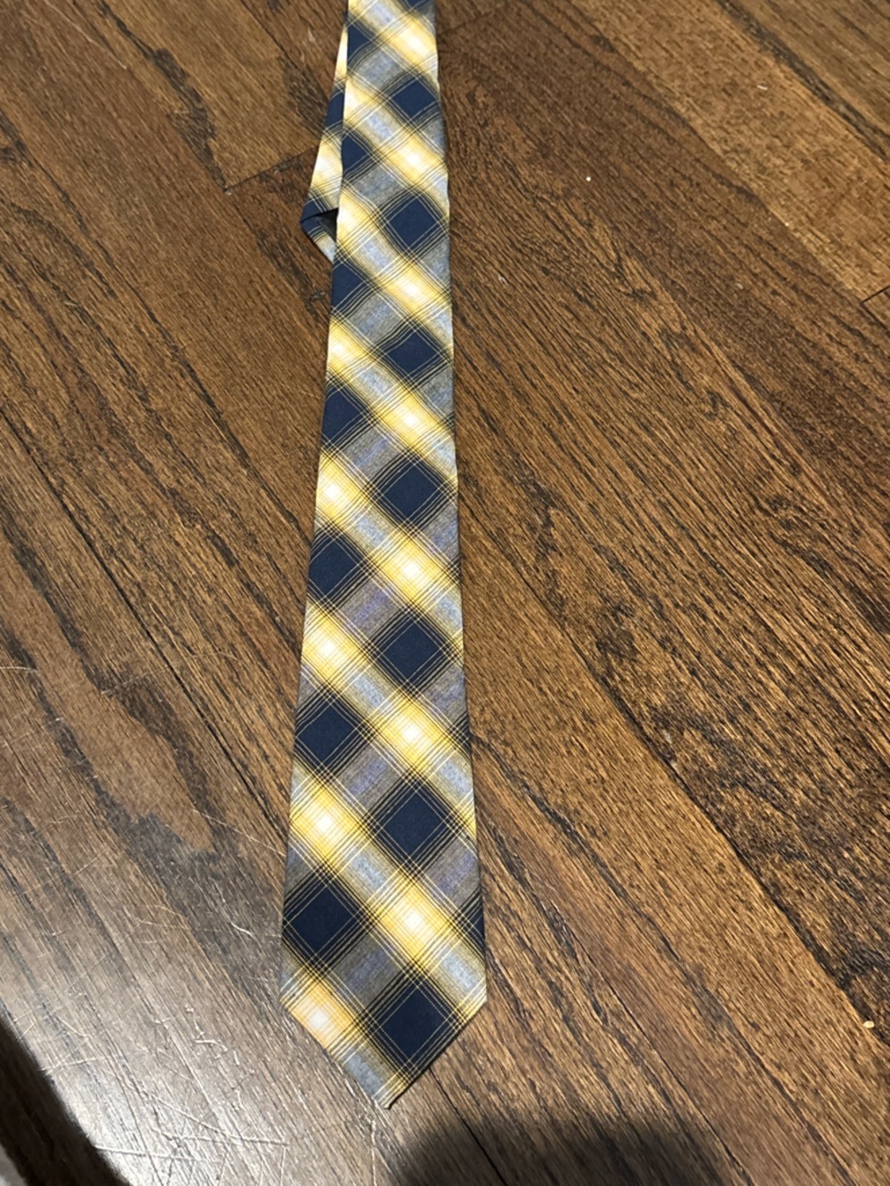 Classic Plaid boys Tie in Navy and Yellow
